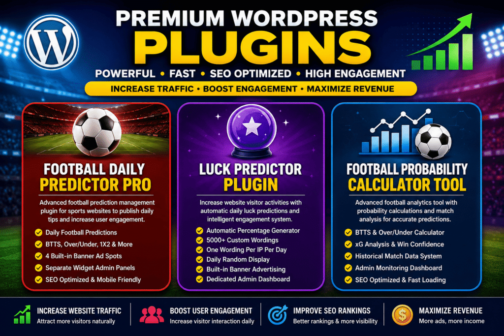Custom made WordPress plugins designed for football prediction and high traffic websites - RankAndPromote.com